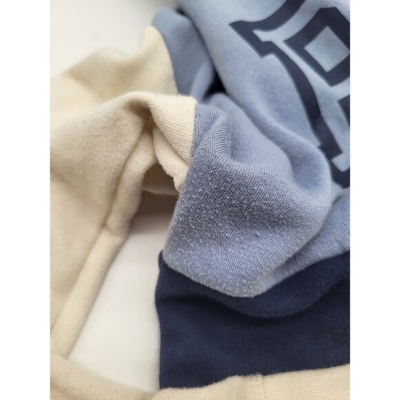 Victoria's Secret PINK High-Low Half-Zip Pullover Bluebell Cream Navy SZ M Logo - Picture 11 of 12